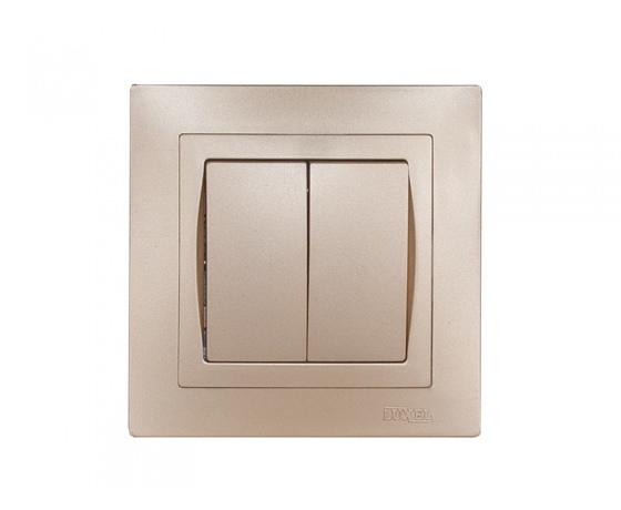 Фото 2 - Выключатель двойной Luxel BRAVO (5603) платиновый