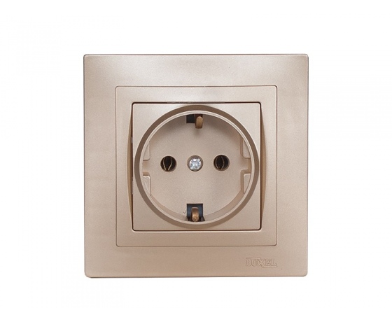 Фото 2 - Розетка с заземлением Luxel BRAVO (5604) платиновая