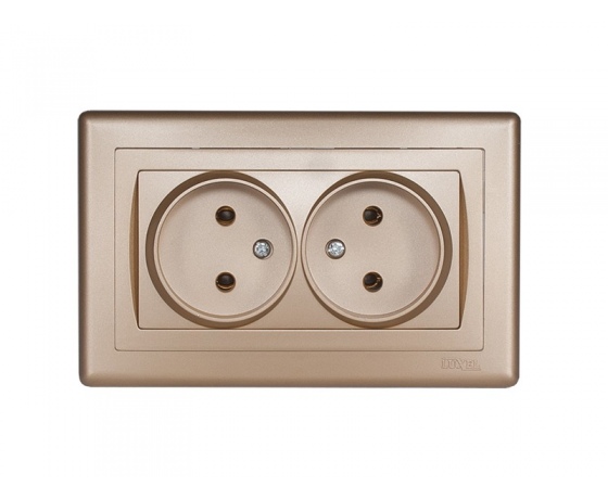 Фото 2 - Розетка двойная Luxel BRAVO (5607) платиновая