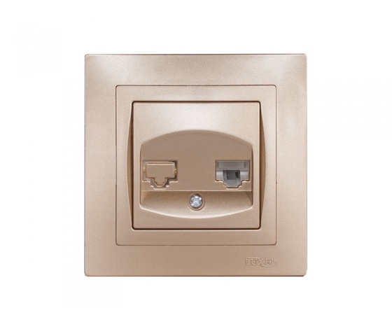 Фото 2 - Розетка телефонная Luxel BRAVO (5610) платиновая