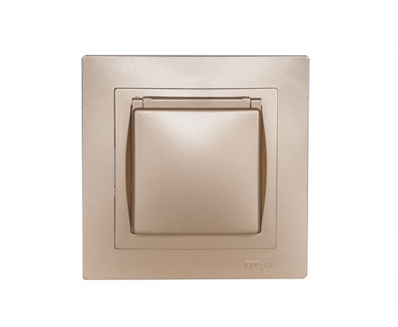 Фото 2 - Розетка с заземлением и крышкой Luxel BRAVO (5611) платиновая