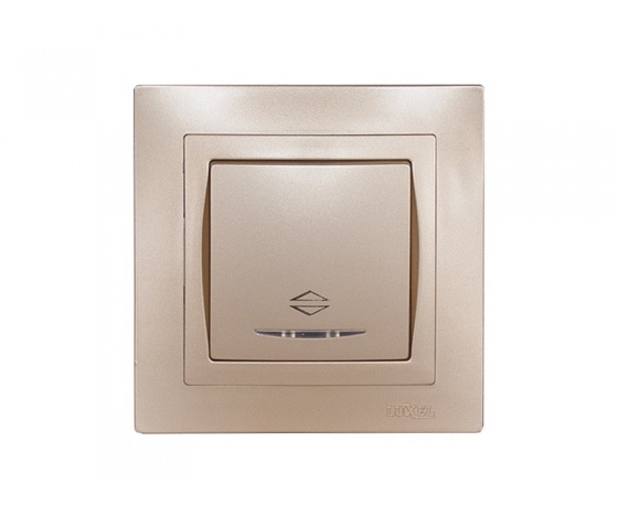 Фото 2 - Выключатель проходной с подсветкой Luxel BRAVO (5616) платиновый