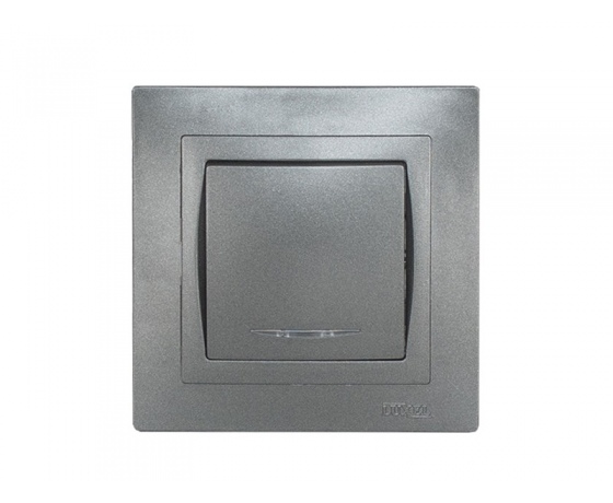 Фото 2 - Выключатель с подсветкой Luxel BRAVO (5705) графитовый