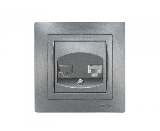 Фото 2 - Розетка телефонная Luxel BRAVO (5710) графитовая