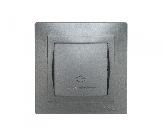 Фото 2 - Выключатель проходной с подсветкой Luxel BRAVO (5716) графитовый