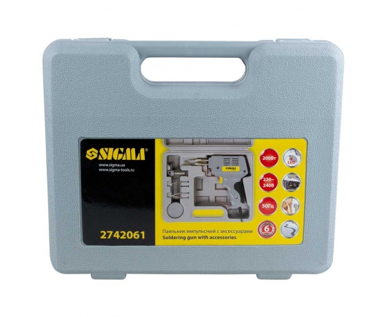 Фото 7 - Паяльник импульсный 200Вт + аксессуары 5шт кейс SIGMA (2742061)