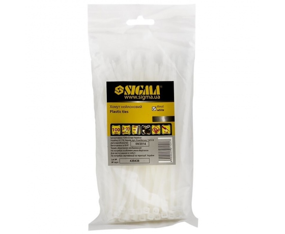 Фото 2 - Хомут нейлон 3.6×150мм 100шт (белый) SIGMA (2501121)