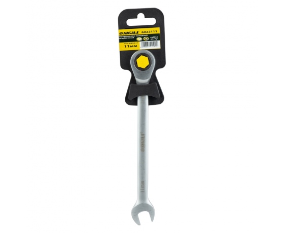 Фото 7 - Ключ рожково-накидной трещоточный 11мм CrV satine SIGMA (6022111)