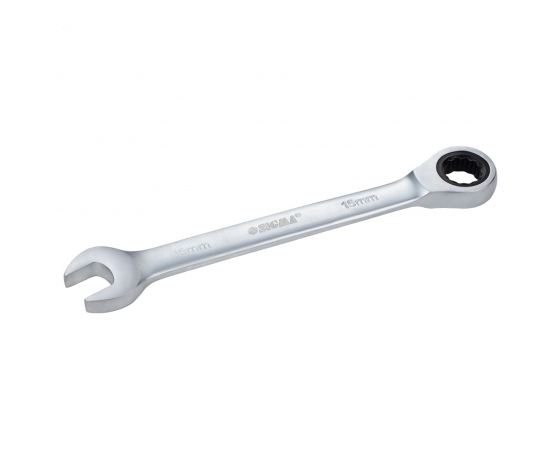Фото 4 - Ключ рожково-накидной трещоточный 15мм CrV satine SIGMA (6022151)