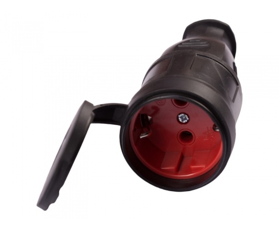 Фото 3 - Штепсельное гнездо Luxel каучуковое с заземлением и крышкой (1126)