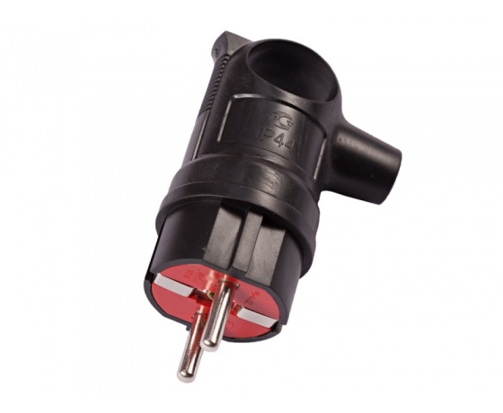 Фото 2 - Вилка Luxel каучуковая с заземлением угловая с кольцом (1130)