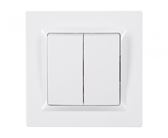 Фото 2 - Выключатель двойной Luxel JAZZ (9003) белый