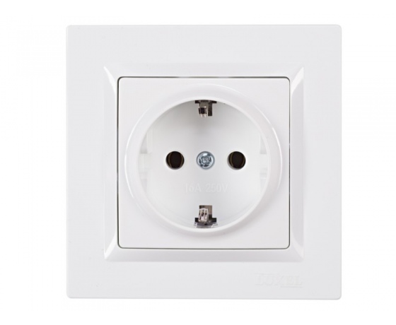 Фото 2 - Розетка с заземлением Luxel JAZZ (9004) белая