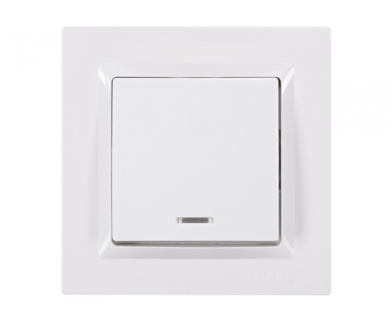 Фото 2 - Выключатель с подсветкой Luxel JAZZ (9005) белый