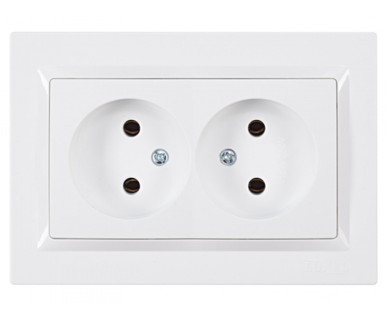 Фото 2 - Розетка двойная Luxel JAZZ (9007) белая