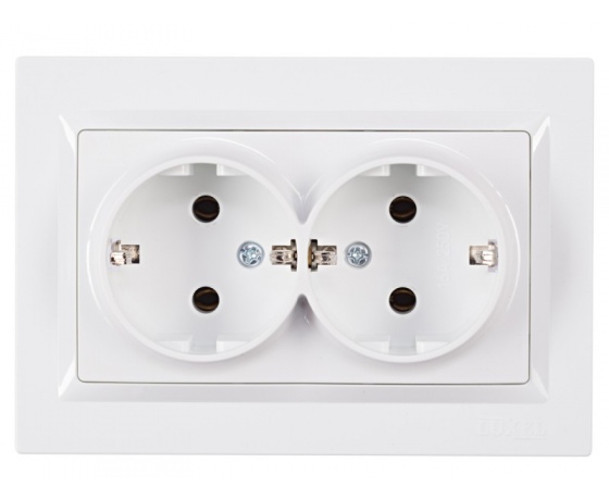Фото 2 - Розетка двойная с заземлением Luxel JAZZ (9008) белая