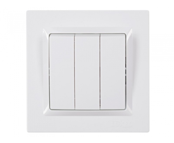 Фото 2 - Выключатель тройной Luxel JAZZ (9013) белый