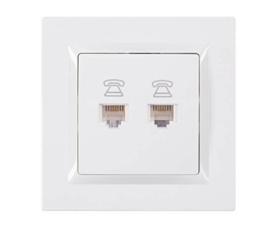 Фото 2 - Розетка телефонная двойная Luxel JAZZ (9014) белая