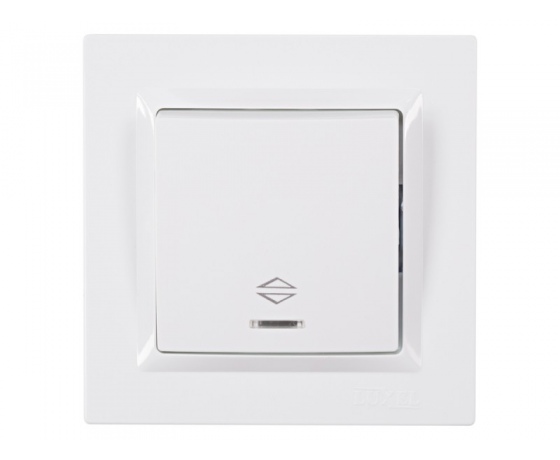 Фото 2 - Выключатель проходной с подсветкой Luxel JAZZ (9016) белый