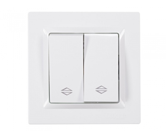 Фото 2 - Выключатель проходной  двойной Luxel JAZZ (9019) белый