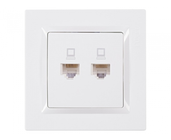 Фото 2 - Компьютерная розетка двойная Luxel JAZZ (9028) белая