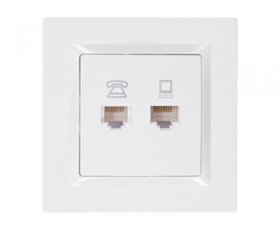 Фото 2 - Компьютерная розетка+телефонная Luxel JAZZ (9029) белая