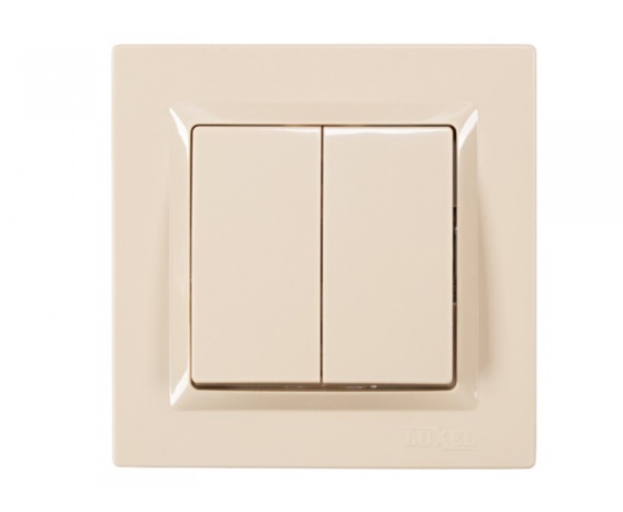 Фото 2 - Выключатель двойной Luxel JAZZ (9303) кремовый