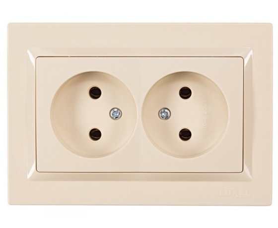 Фото 2 - Розетка двойная Luxel JAZZ (9307) кремовая