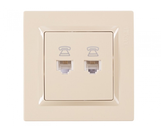 Фото 2 - Розетка телефонная двойная Luxel JAZZ (9314) кремовая