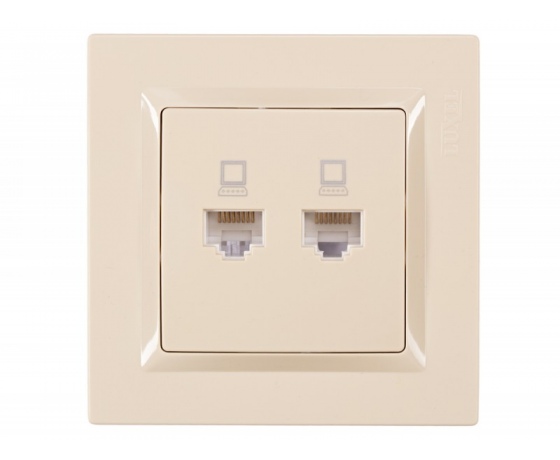 Фото 2 - Компьютерная розетка двойная Luxel JAZZ (9328) кремовая