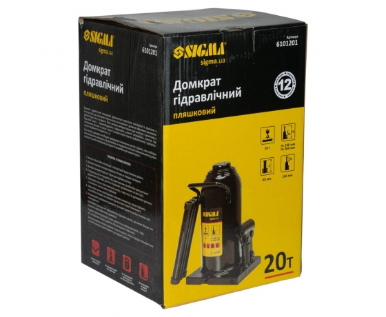 Фото 9 - Домкрат гидравлический бутылочный 20т H 242-452мм SIGMA (6101201)