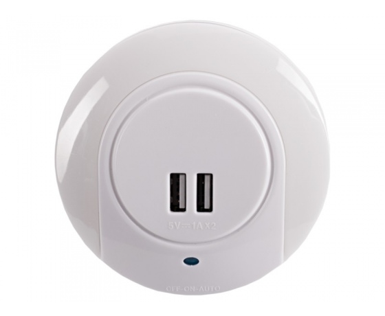 Фото 2 - Светодиодный ночник Luxel с двумя usb портами 1W (NL-02W)