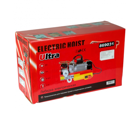Фото 7 - Тельфер электрический 880Вт 200-400кг 6/12м 220В ULTRA (6125022)