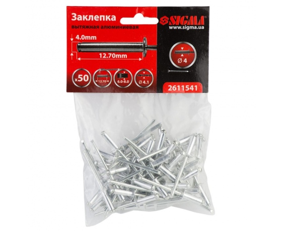Фото 2 - Заклепки алюминиевые Premium 4.0×12.7мм 50шт SIGMA (2611541)