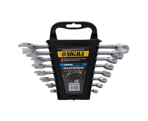 Фото 2 - Ключи рожково-накидные 8шт 6-19мм CrV head polished SIGMA (6010191)
