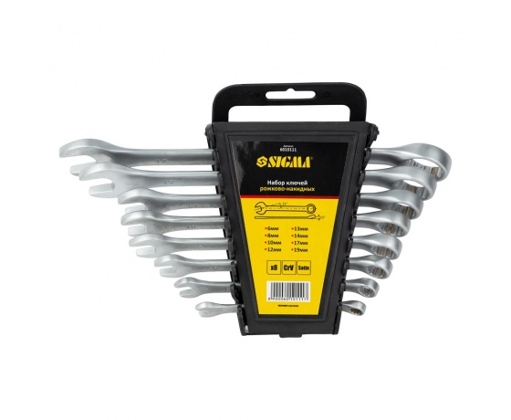 Фото 2 - Ключи рожково-накидные 8шт 6-19мм CrV satine SIGMA (6010111)