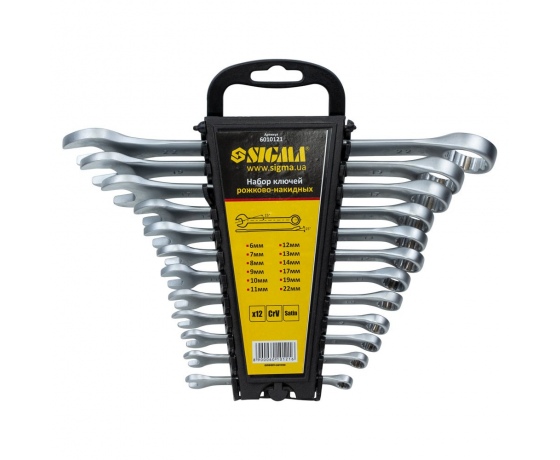 Фото 2 - Ключи рожково-накидные 12шт 6-22мм CrV satine SIGMA (6010121)