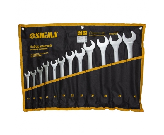 Фото 2 - Ключи рожково-накидные 12шт 13-32мм CrV satine (тк чехол) SIGMA (6010211)