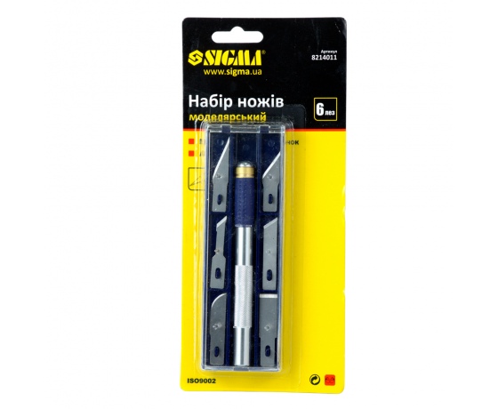 Фото 6 - Набор ножей моделярских 6шт + держатель SIGMA (8214011)