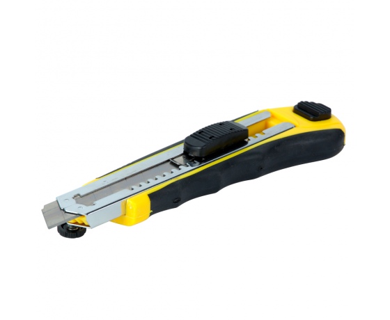 Фото 3 - Нож строительный (пластик/резина корпус) лезвие 8шт 18мм автоматический замок SIGMA (8211121)