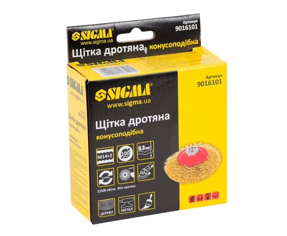 Фото 3 - Щетка проволочная конусообразная Ø100мм М14×2мм (латунированная) SIGMA (9016101)