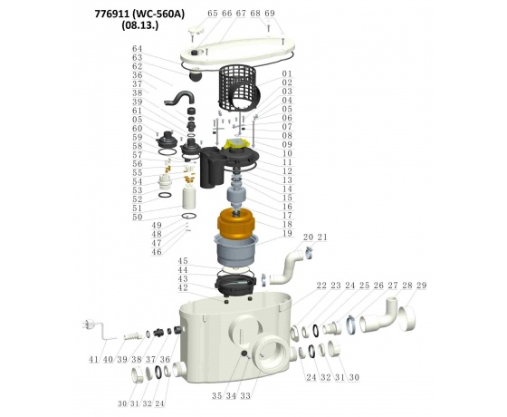 Фото 4 - Станция канализационная 0.37кВт Hmax 6.5м Qmax 80л/мин LEO (776911)
