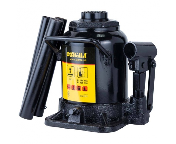 Фото 2 - Домкрат гидравлический бутылочный низкопрофильный 20т H 185-355мм SIGMA (6101211)