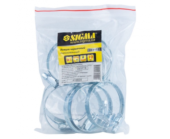 Фото 4 - Хомут червячный оцинкованный 9мм D40-60мм 10шт SIGMA (2511111)