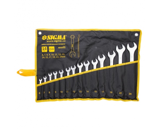 Фото 2 - Ключи рожково-накидные 14шт 6-24мм CrV satine (тк чехол) SIGMA (6010161)