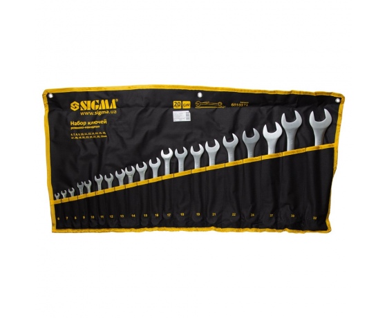 Фото 2 - Ключи рожково-накидные 20шт 6-32мм CrV satine (тк чехол) SIGMA (6010171)