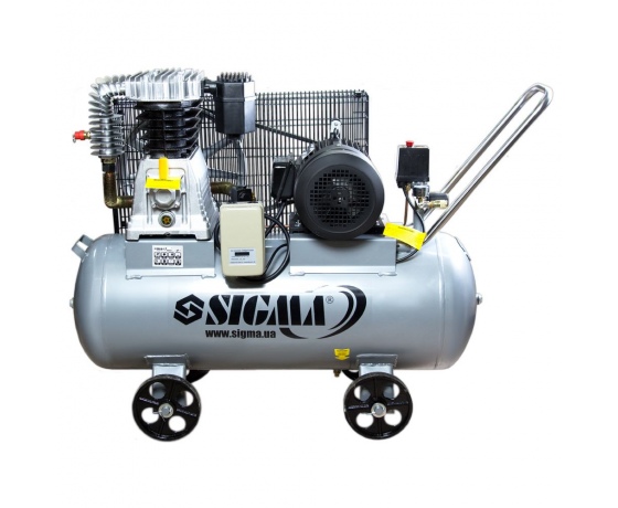 Фото 2 - Компрессор ременной двухцилиндровый 380В 4кВт 678л/мин 10бар 100л SIGMA (7044521)