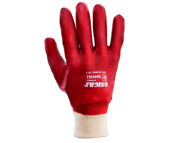 Фото 3 - Перчатки трикотажные с ПВХ покрытием (красные манжет) SIGMA (9444361)
