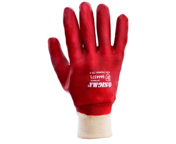 Фото 3 - Перчатки трикотажные с ПВХ покрытием (красные манжет) 120 пар SIGMA (9444371)