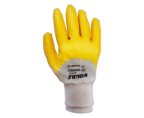 Фото 3 - Перчатки трикотажные с нитриловым покрытием (желтые) 120 пар SIGMA (9443451)